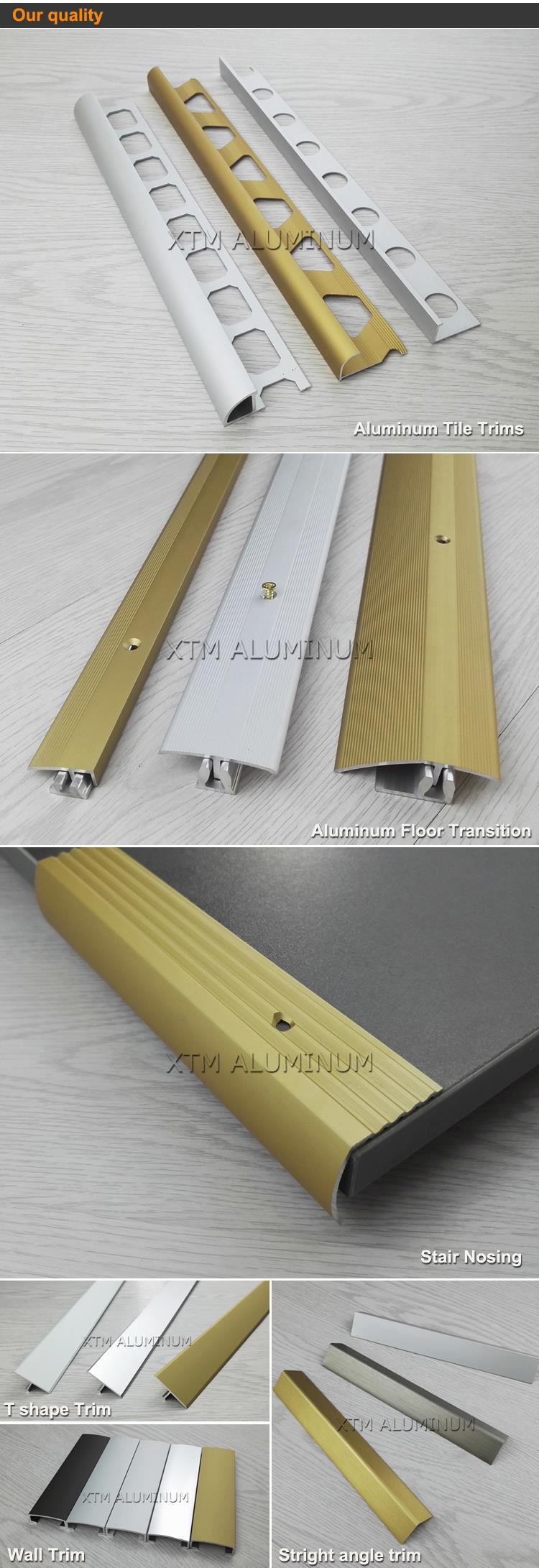 Matt silver Aluminum Door Strip Laminate Floor Threshold Profiles
